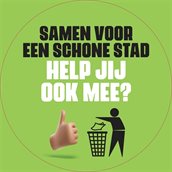 Raamsticker 'Samen voor een schone stad, help jij ook mee?'