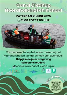 Canal Cleanup Noordhollandsch Kanaal, zaterdag 21 juni 2025, 11:00-13:00.